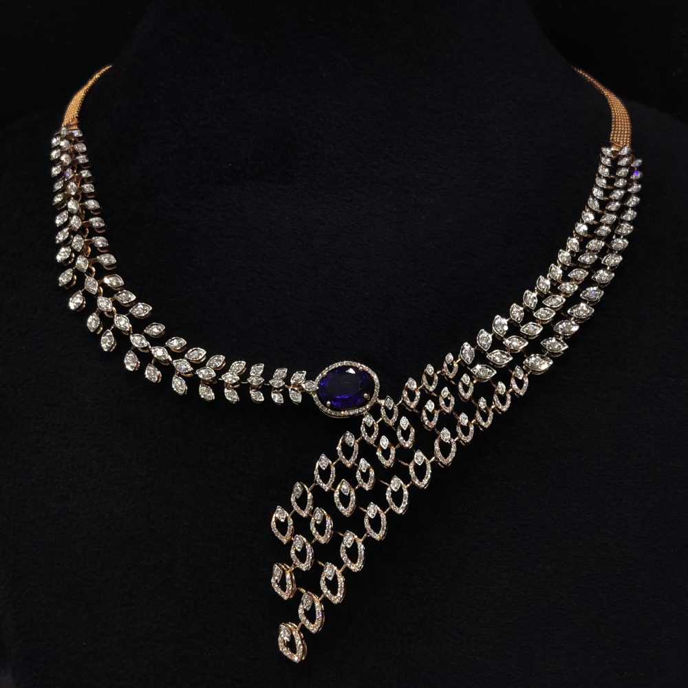 Blue Stone Diamond Necklace