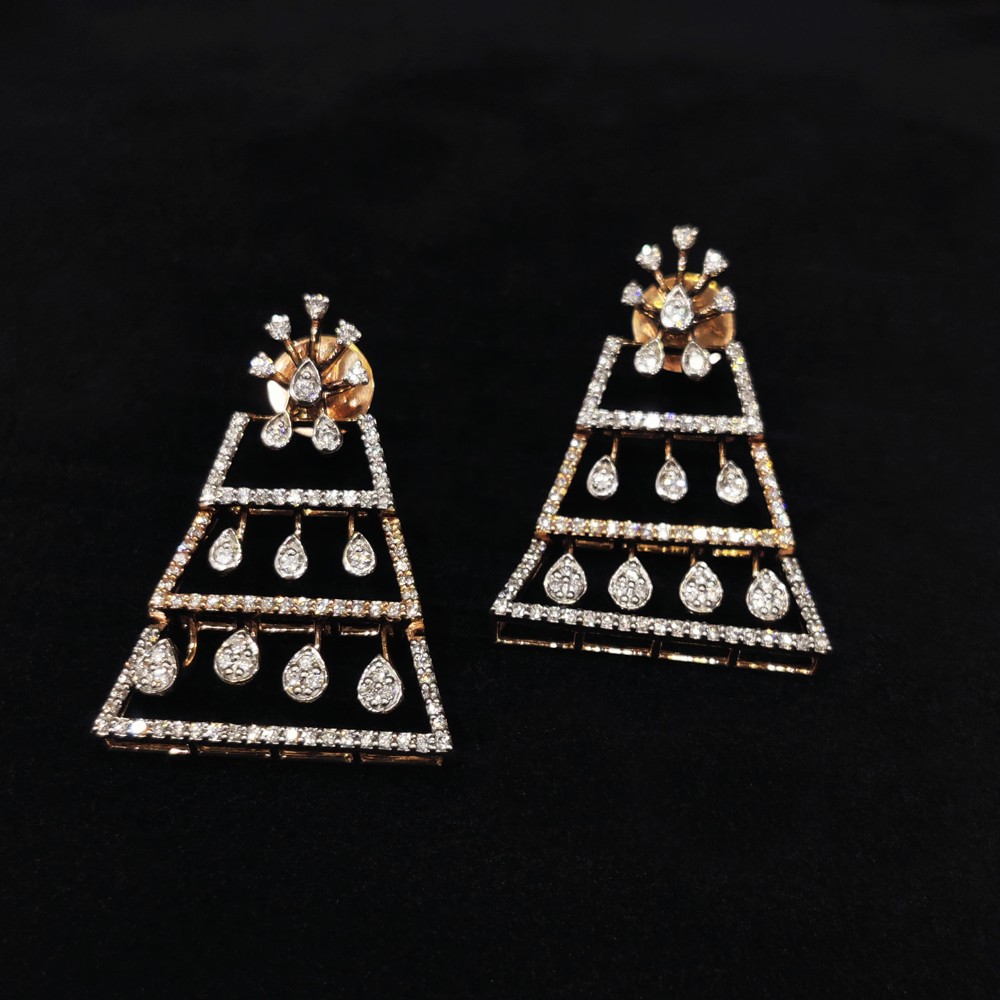 Triangle Shape Diamond Earring