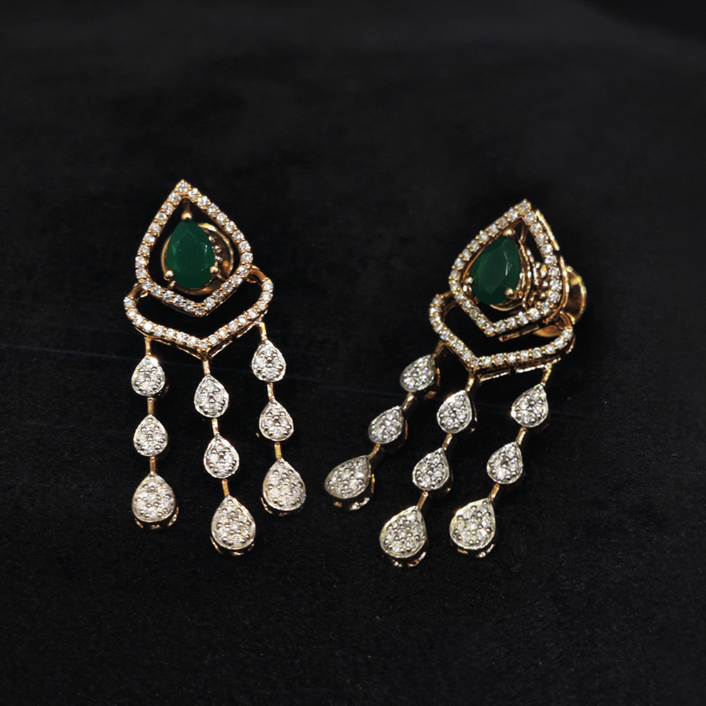 Green Stone Diamond Earring