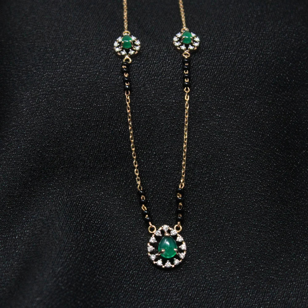 Diamond necklace 2025 with green stone