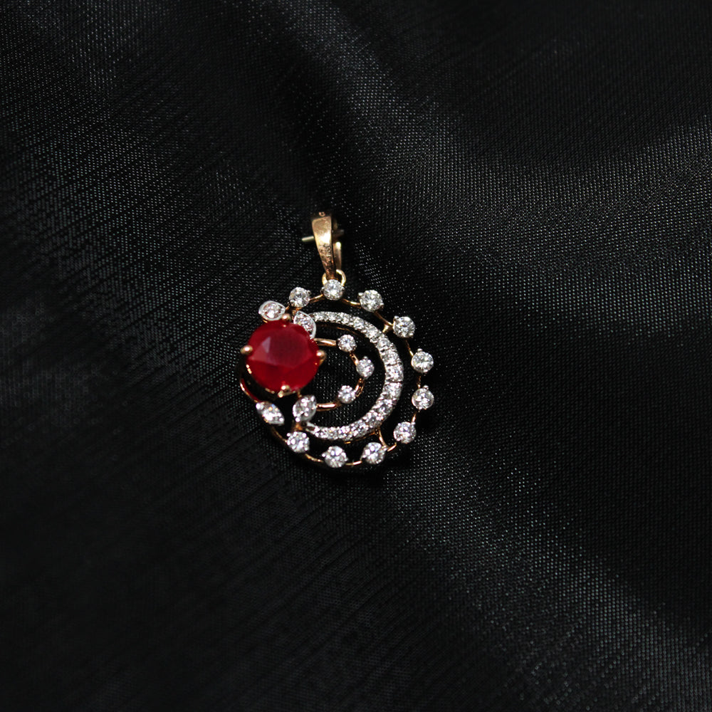 Ruby Stone Diamond Pendant