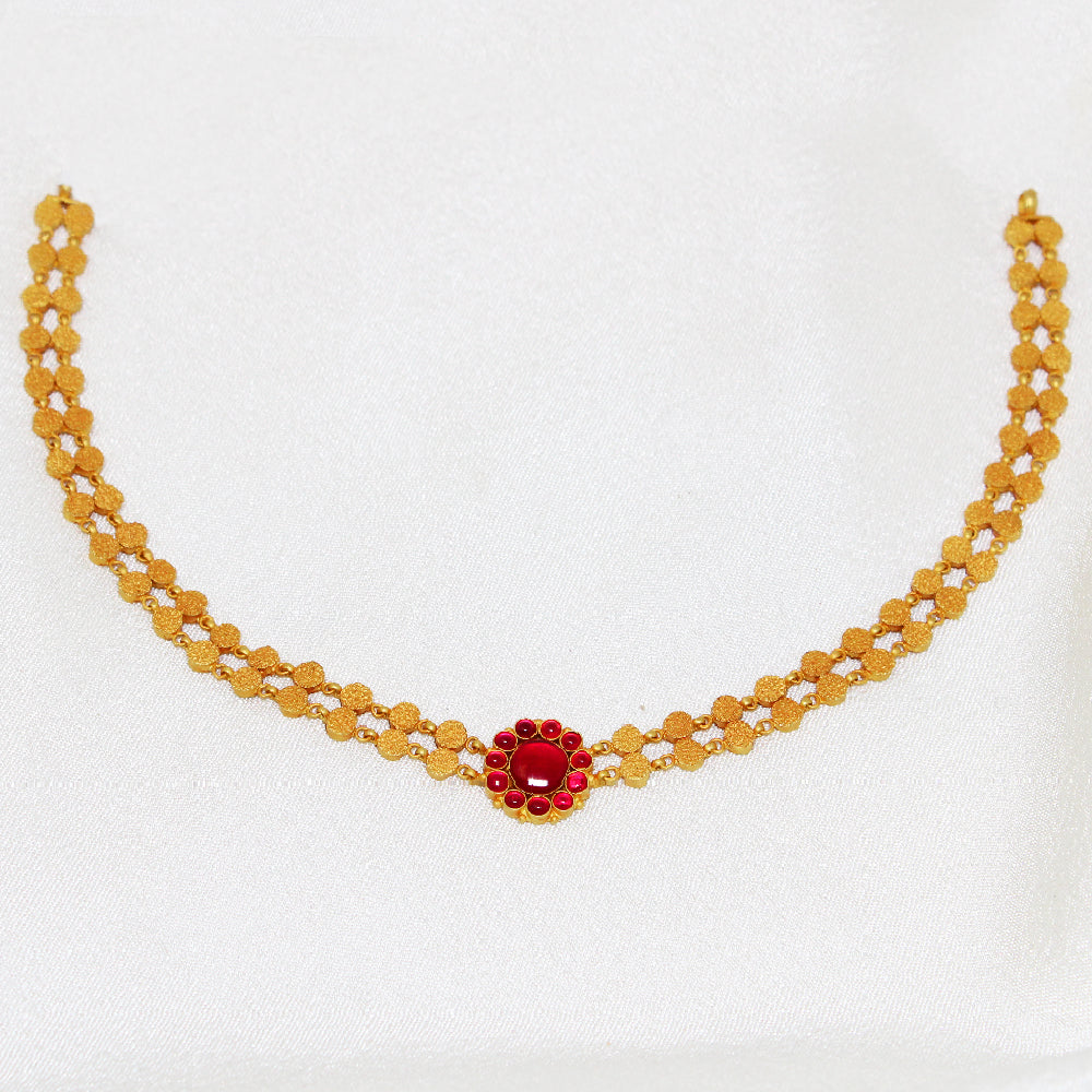 Choker Pavan Gold Necklace Models Buy Red Stone Choker In Kerala