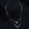 V Shape Double Layer Blue Stone Necklace