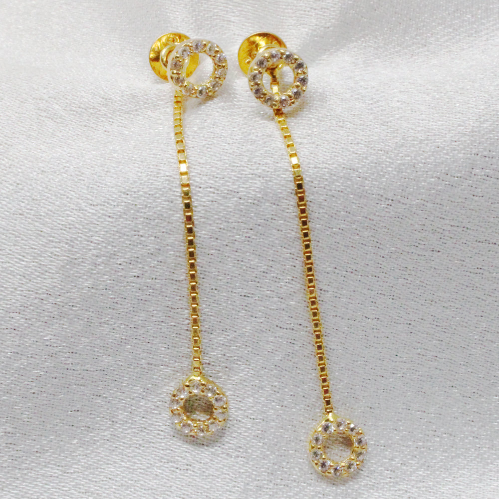 Circle Shape White Hanging Ear Ring