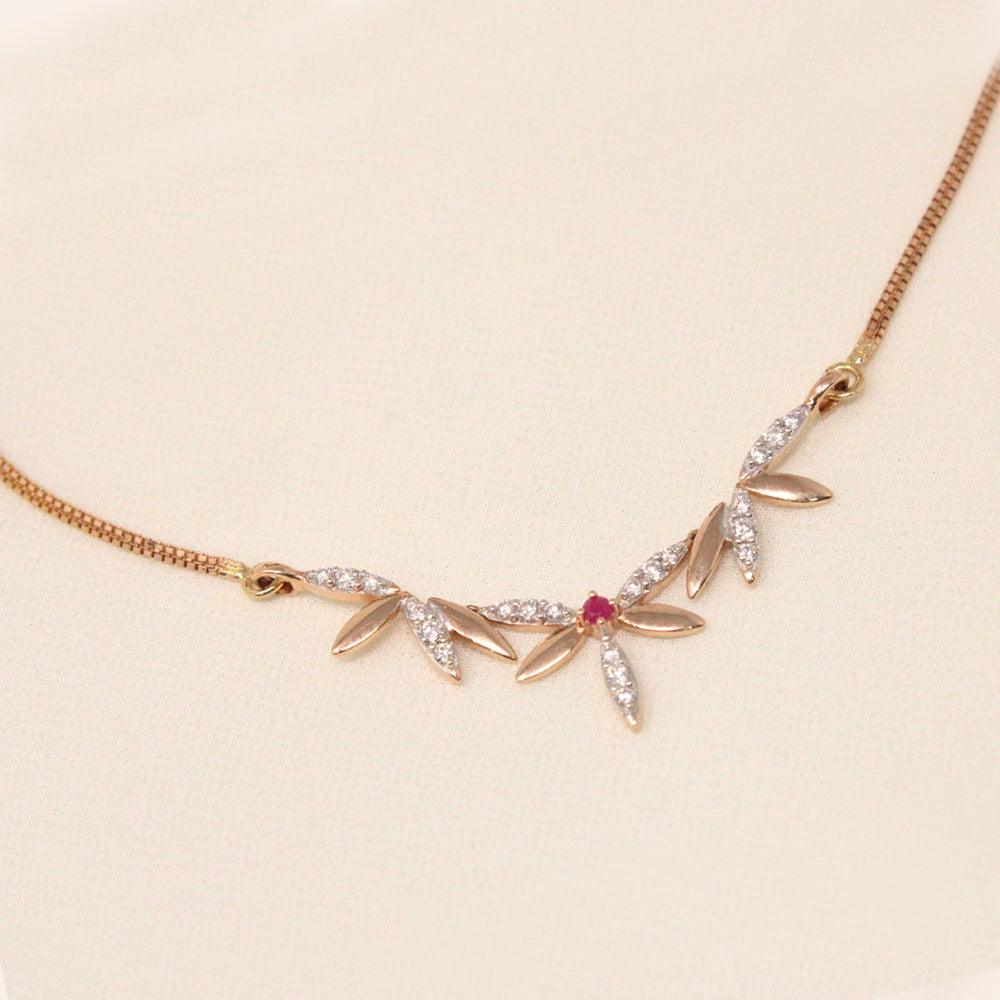 Diamond necklace with Red Stone