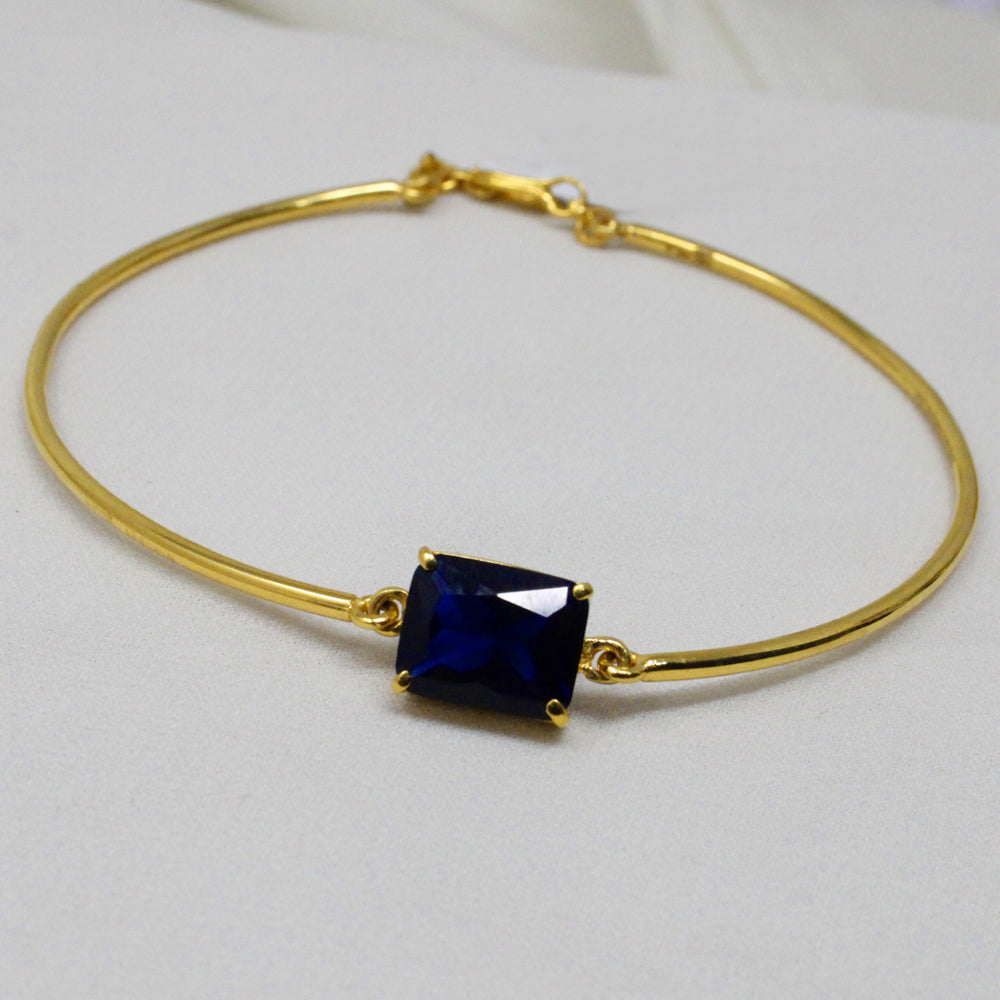 Gold Bracelet Simple Stone Bangles Blue Stone Bangle