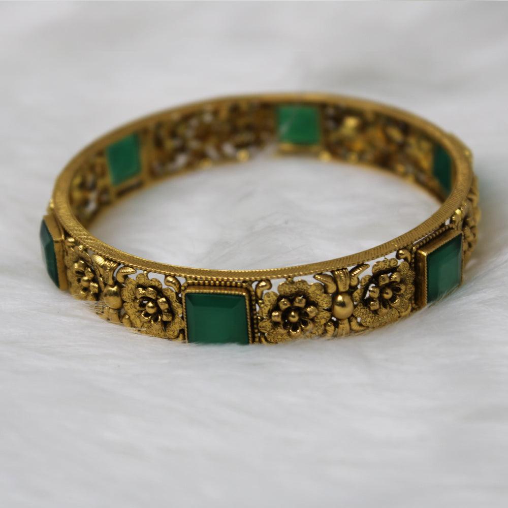 Green Stone Flower Bangle