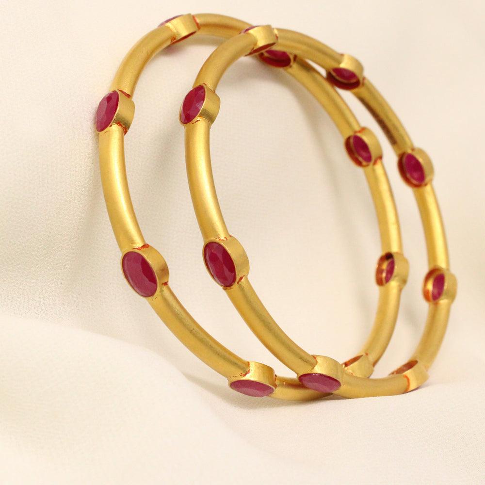 Red Stone Broad Bangle