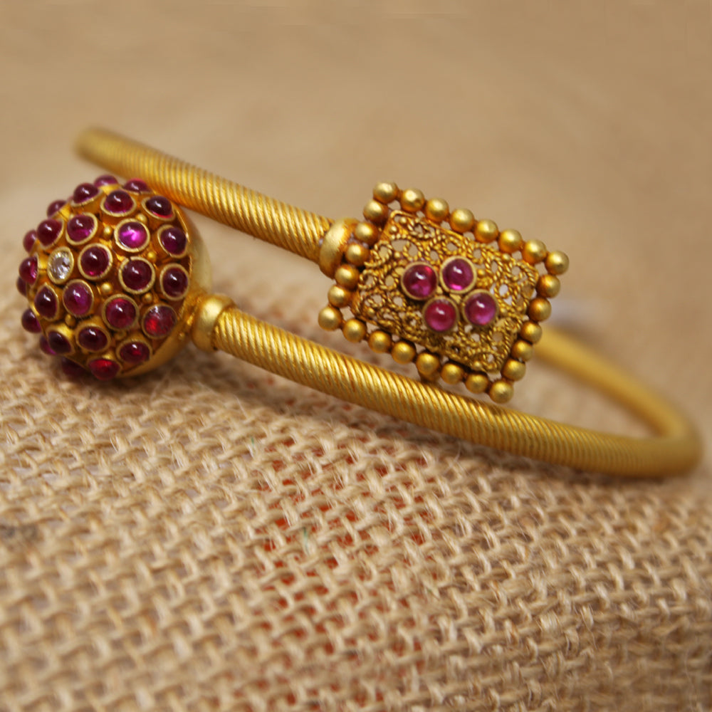 Pink and White Stone Bangle