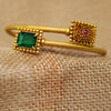 Square Bangle With Green Stone