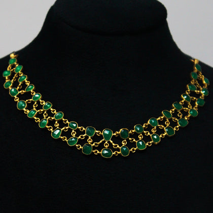 2 Layer Green Stone Necklace