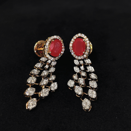 Ruby Stone Diamond Earring