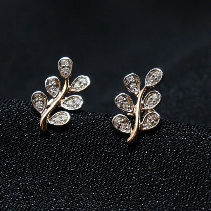 Leaf Shape Diamond Stud