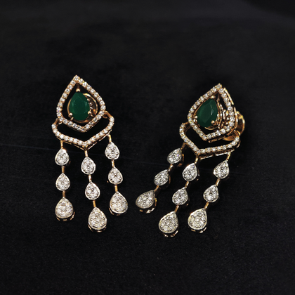 Green Stone Diamond Earring