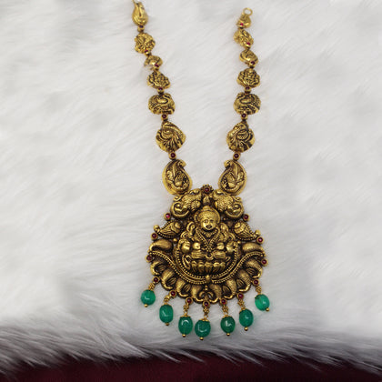 Green Stone Hanging Devi Necklace