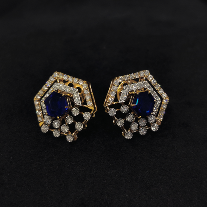 Blue Stone Diamond Stud