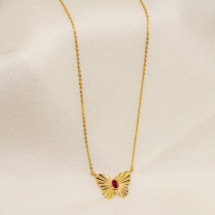 Red Stone Butterfly Necklace