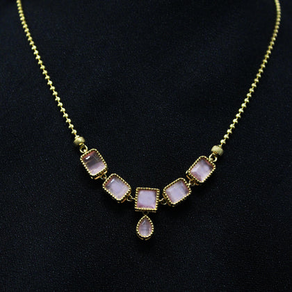 Rose Colour Stone Necklace