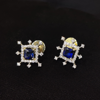 Blue Stone Diamond Stud