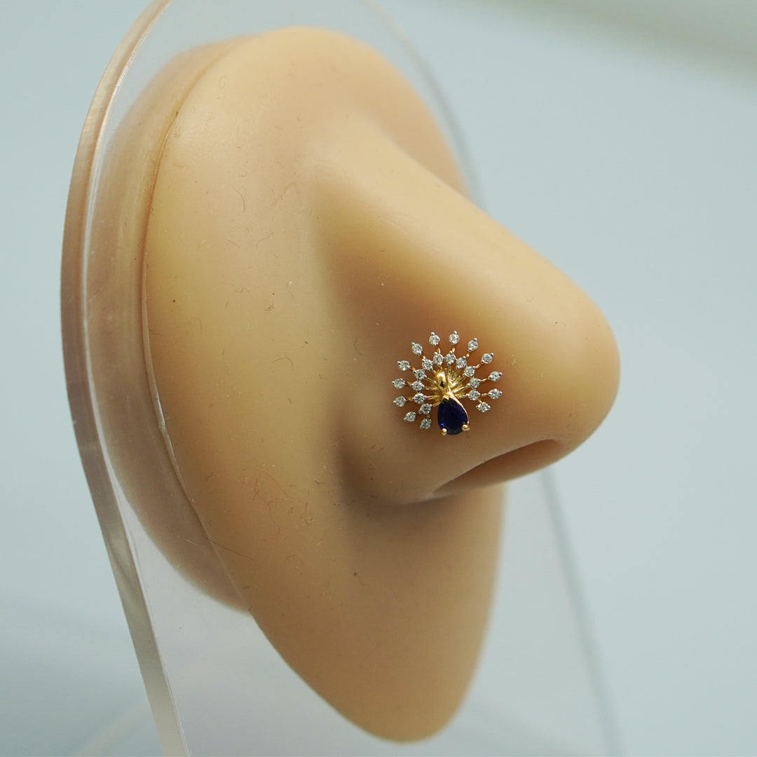 Peacock Shape Diamond Nosepin