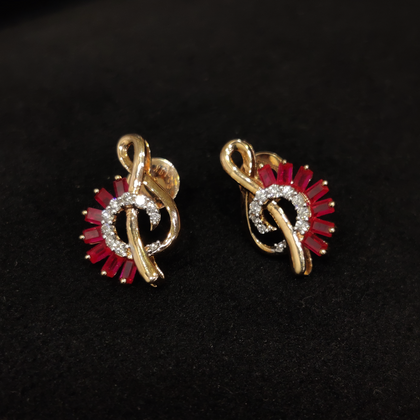 Ruby Stone Diamond Stud