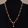 Red Stone Flower Necklace With Pearl Hanging