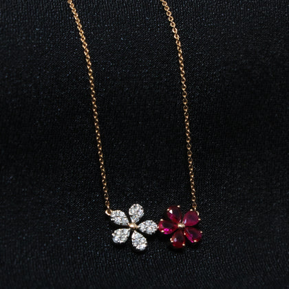 Red Flower Diamond Necklace