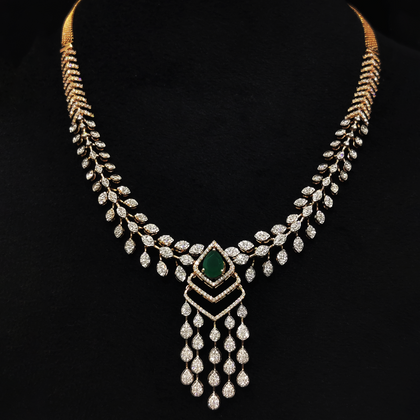 Green Stone Hanging Diamond Necklace