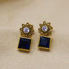 Blue Stone Flower Shape Earring