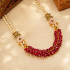 Floral Motif With Pearl Hanging Necklace