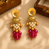 Floral Motif With Pearl Hanging Earrings
