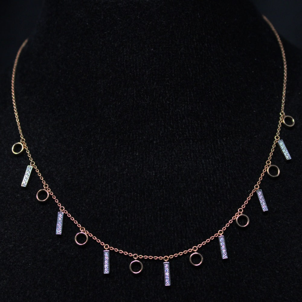 Circle & Stick Hanging Diamond Necklace