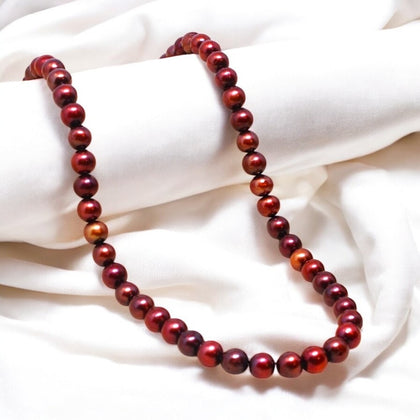 Red Colour Round pearl Chain