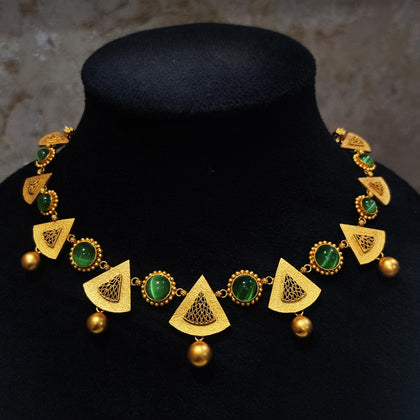 Green Stone Triangle Necklace