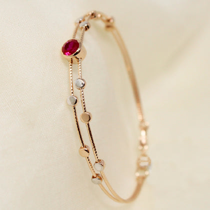 Red Stone Bangle with Balls