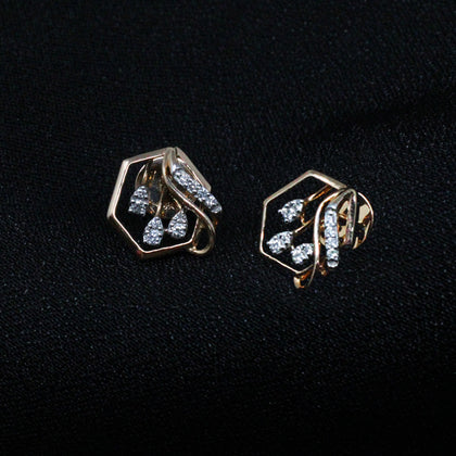 Hexagon  Diamond Earring