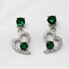 Heart Hanging Greenstone Silver Earring