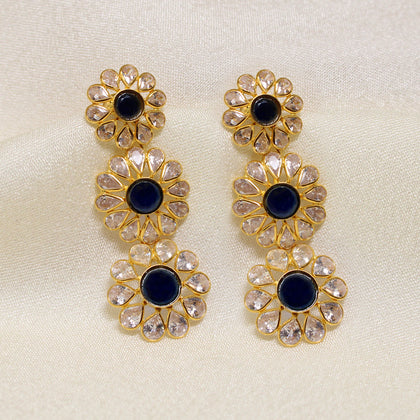 Blue Stone Flower Earring