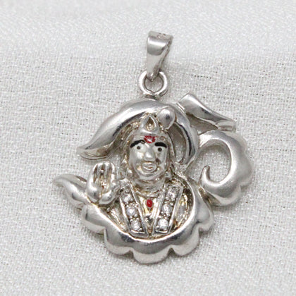 Om shape Hanuman Swami Sliver Pendant