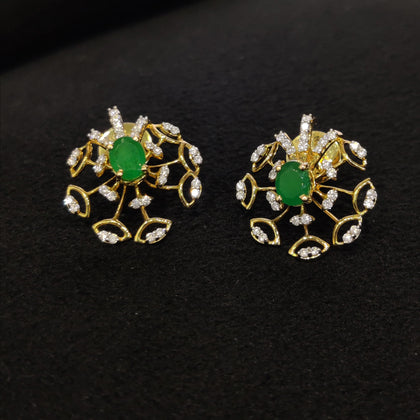 Diamond Stud With Emerald Stone