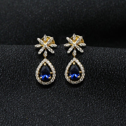 Blue Stone With Star Diamond Stud