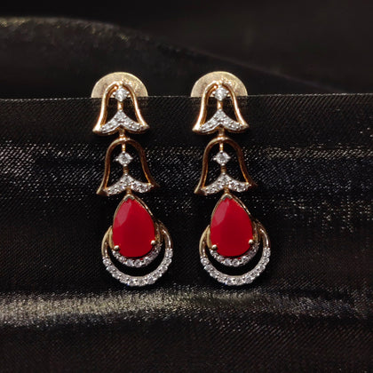 Diamond Earring With Ruby Stone