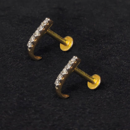 J Shape Diamond Stud