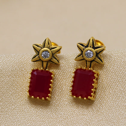 Red Stone Star Shape Earring