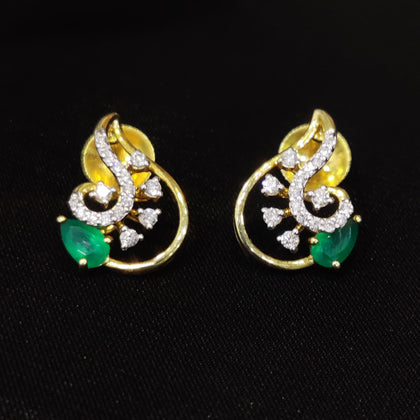 Diamond Stud With Emerald