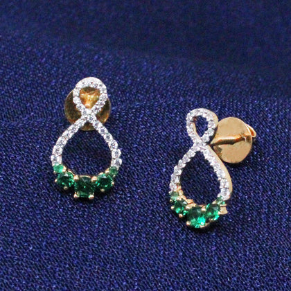 Infinity Shape Green Stone Earring