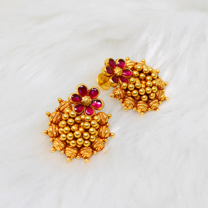 Ruby Flower Stud