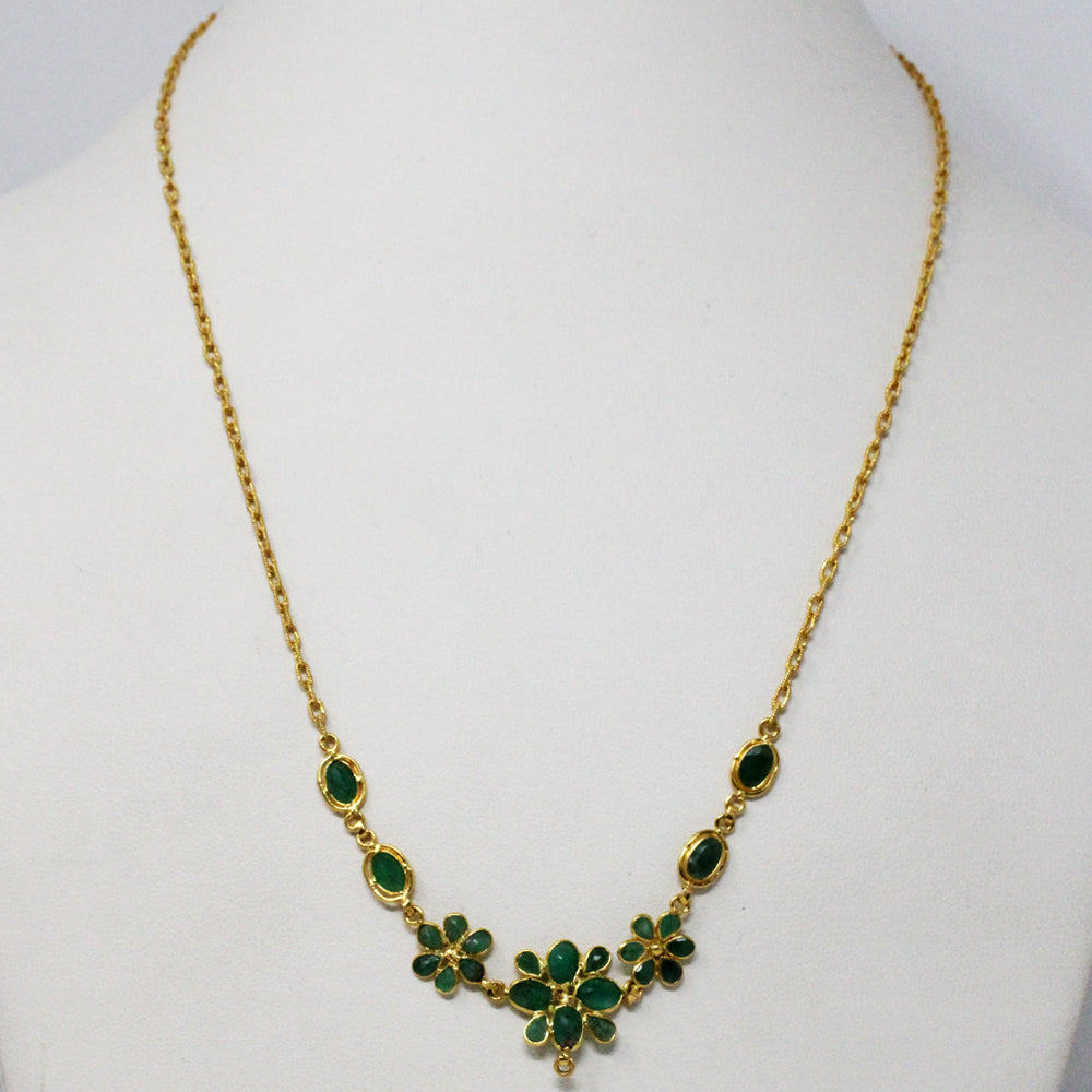 Green Stone Flower Necklace
