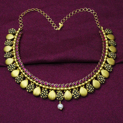 Handmade Ruby Coloured  Stone  Necklace