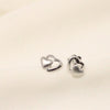 Double Heart  Platinum Stud